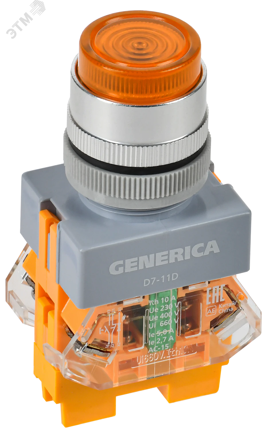 Кнопка D7-11D d=22мм 1з+1р с подсв. жел. GENERICA BBT50-11D-3-12-K05-G