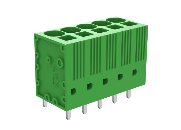 Клемма на плату MC-TC7.5V14P-0001 - Клемма, вертикальный подвод кабеля, на плату, шаг: 7.5 мм, 14 полюсов, фиксация провода пружинная, исполнение: стандартное, 1000V, 41A, цвет: зеленый
