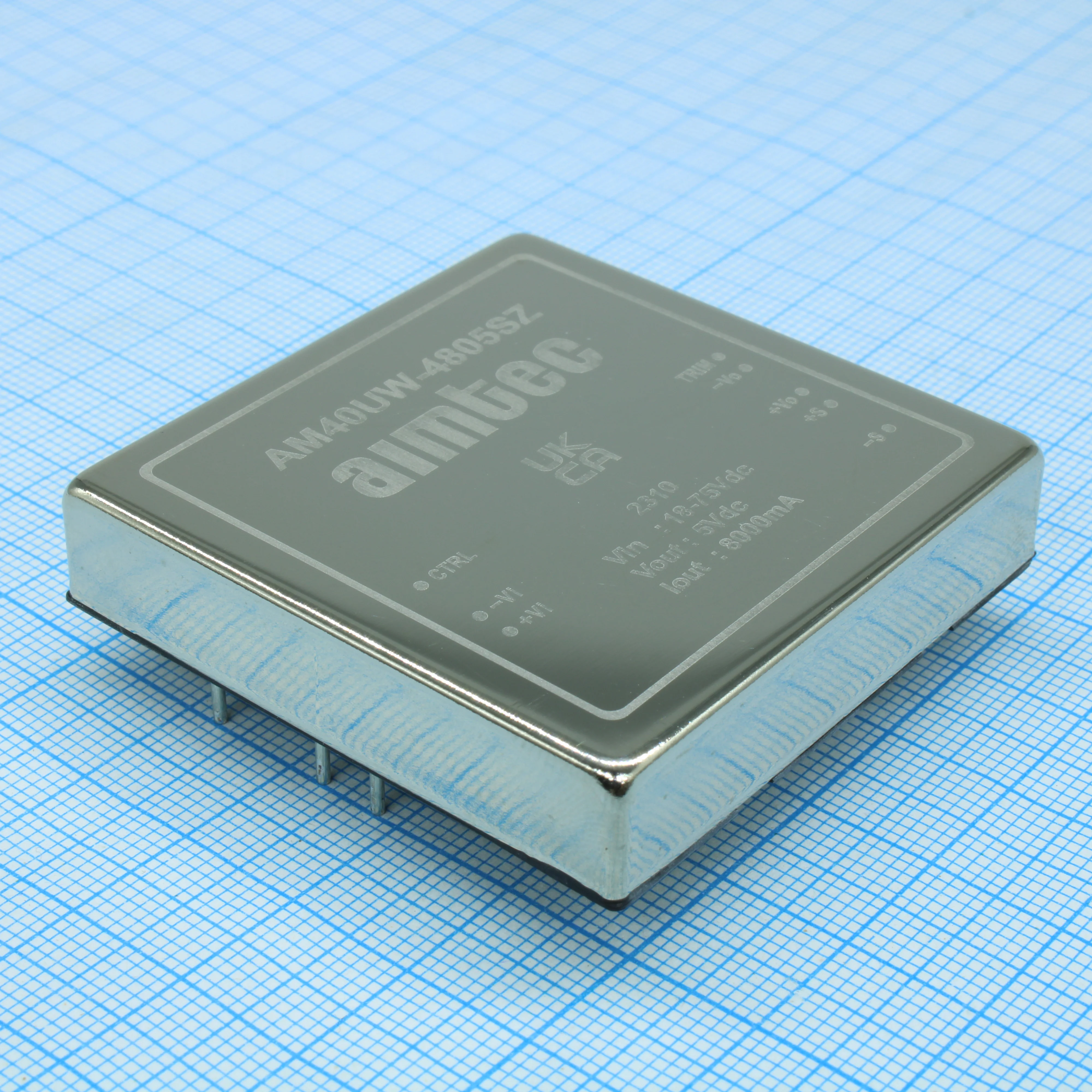 AM40UW-4805SZ - DC/DC, 40Вт, вход 18…75В, выход 5В/8А, изоляция 1600В DC, КПД 92%, максимальная емкостная нагрузка не более 13000мкФ, вход On/Off, 2x2", 50.8x50.8x10.2мм, -40…85°C, металл