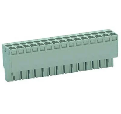 Розетка Wiecon 8113 BFK / 15 TOP K - Розеточный разъем, прямой, на кабель, шаг 5 мм, 15 полюсов, номинальное сечение: 2,5 мм кв., пружинная фиксация провода, 400V, 12А, без маркировки, цвет: серый, серия 8113 BFK