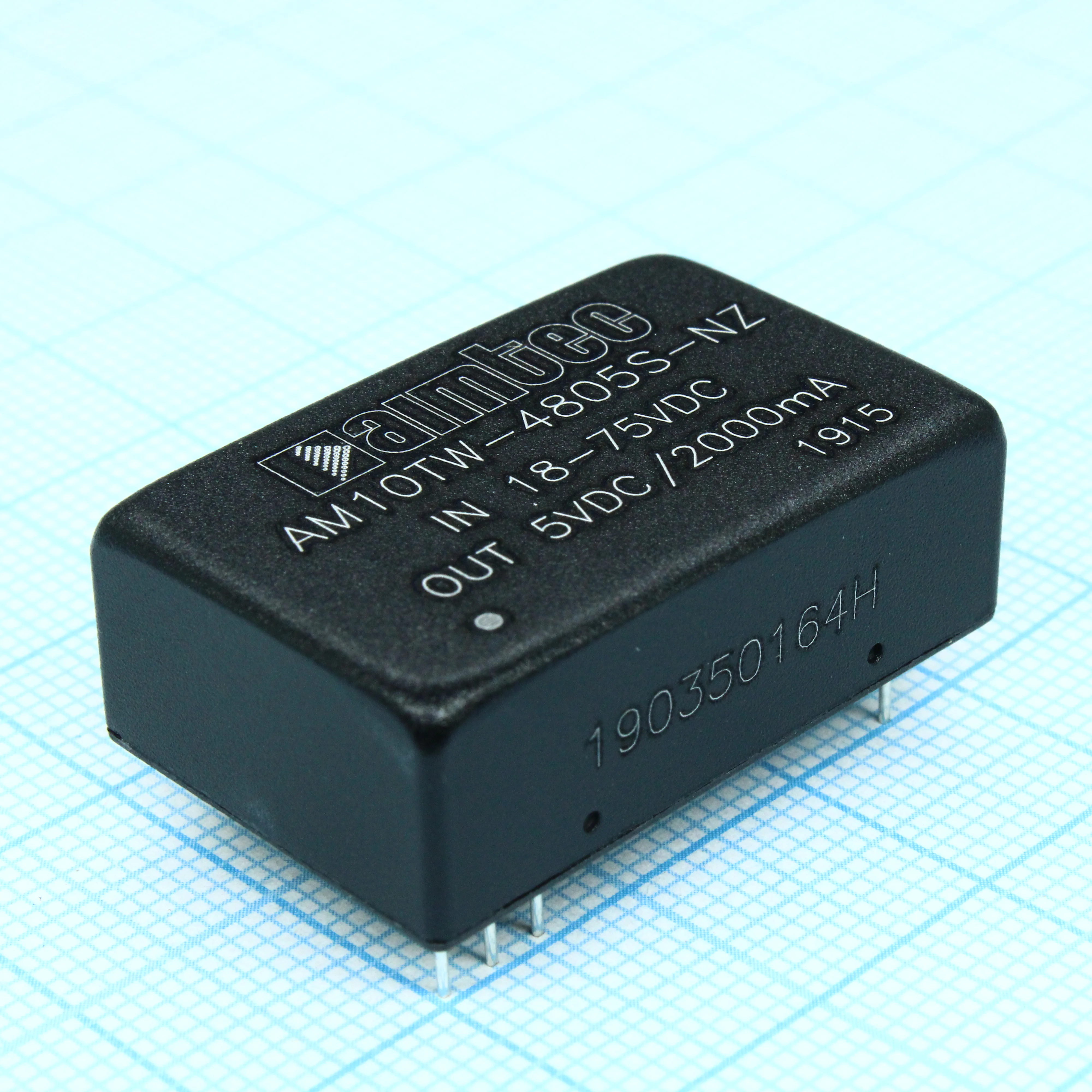 AM10TW-4805S-NZ - DC/DC, 10Вт, вход 18…75В, выход 5В/2А, изоляция 1500В DC, КПД 88%, максимальная емкостная нагрузка не более 1000мкФ, DIP24, 32x20x10.8мм, -40…85°C, металл