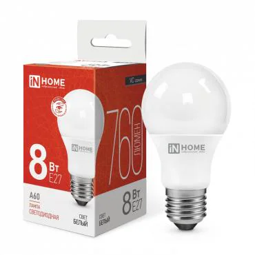 Лампа светодиодная LED-A60-VC 8Вт грушевидная 4000К нейтр. бел. E27 760лм 230В 4690612024028
