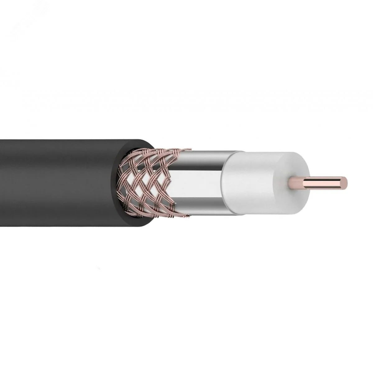 Кабель коаксиальный RG-6U, 75Ом, Cu/Al/Cu, 64%, 100м, OUTDOOR, черный - в бухте 100м для прокладки вне помещений