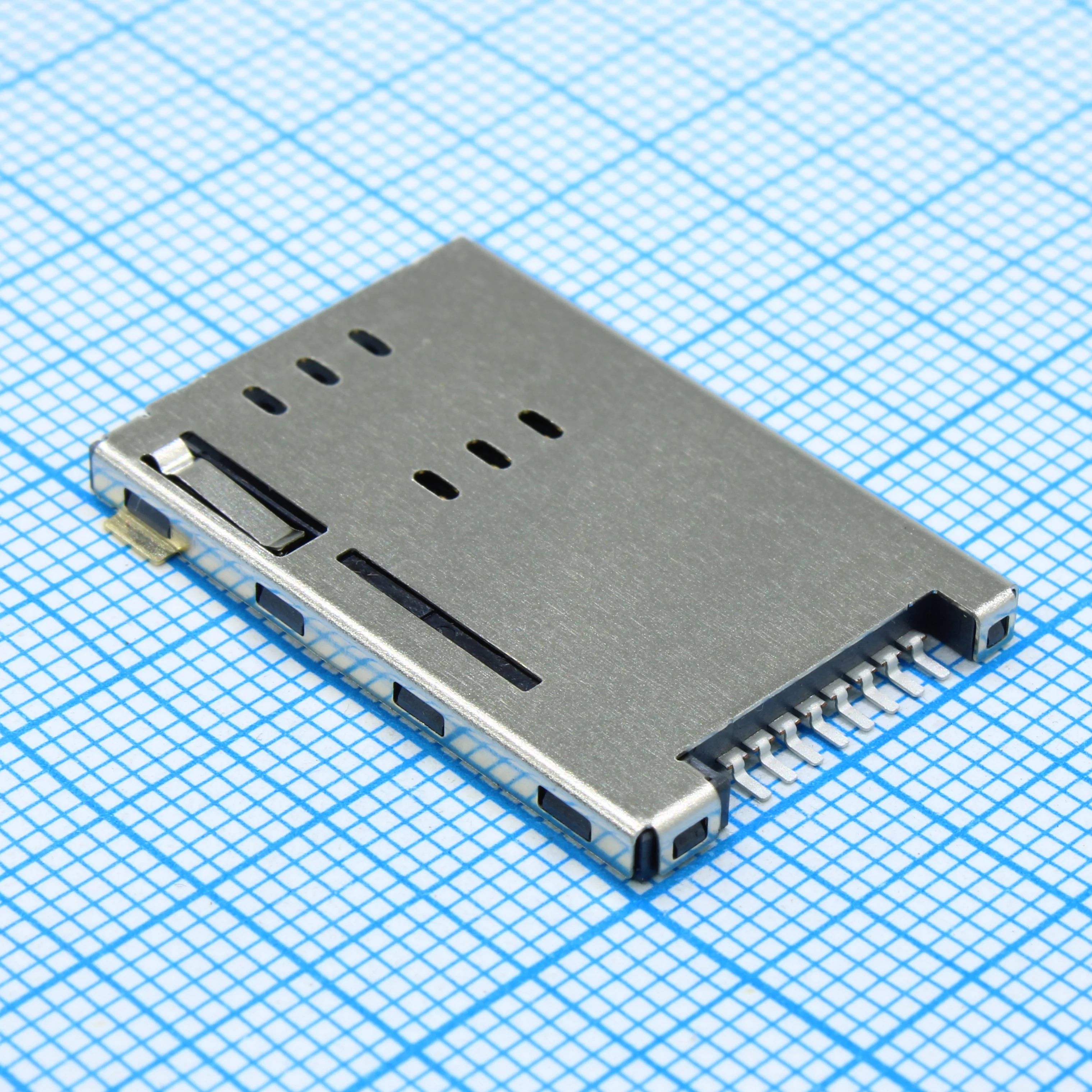 DS1138-10-08SS0BXR - Слот SIM карты 8 контактов шаг 1.27мм, SMT, H=1.8мм