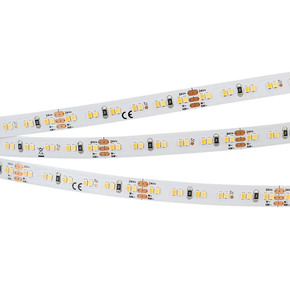 Лента MICROLED-M240-8mm 24V White-MIX (19.2 W/m, IP20, 2216, 5m) 024504(2) - Светодиодная гибкая лента MICROLED-M240, открытая IP20. Светодиоды 2216, 240 шт/м (1200 шт на 5 м), белая плата 8 мм, скотч 3M. Цвет регулируемый MIX БЕЛЫЙ 6000 K + ТЁПЛЫЙ 2700 K