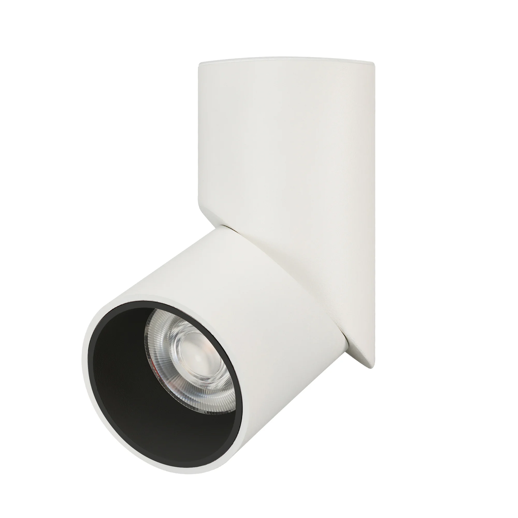 Светильник SP-TWIST-SURFACE-R70-12W Warm3000 (WH-BK, 30 deg) 024992(1) - Накладной поворотный светильник 12 Вт. Цвет ТЕПЛЫЙ 3000K, св.поток 850 лм, CRI(Ra)>90, угол свечения 30°, угол регулировки наклона 90°, угол поворота 355°. Корпус круглый, белый алюм