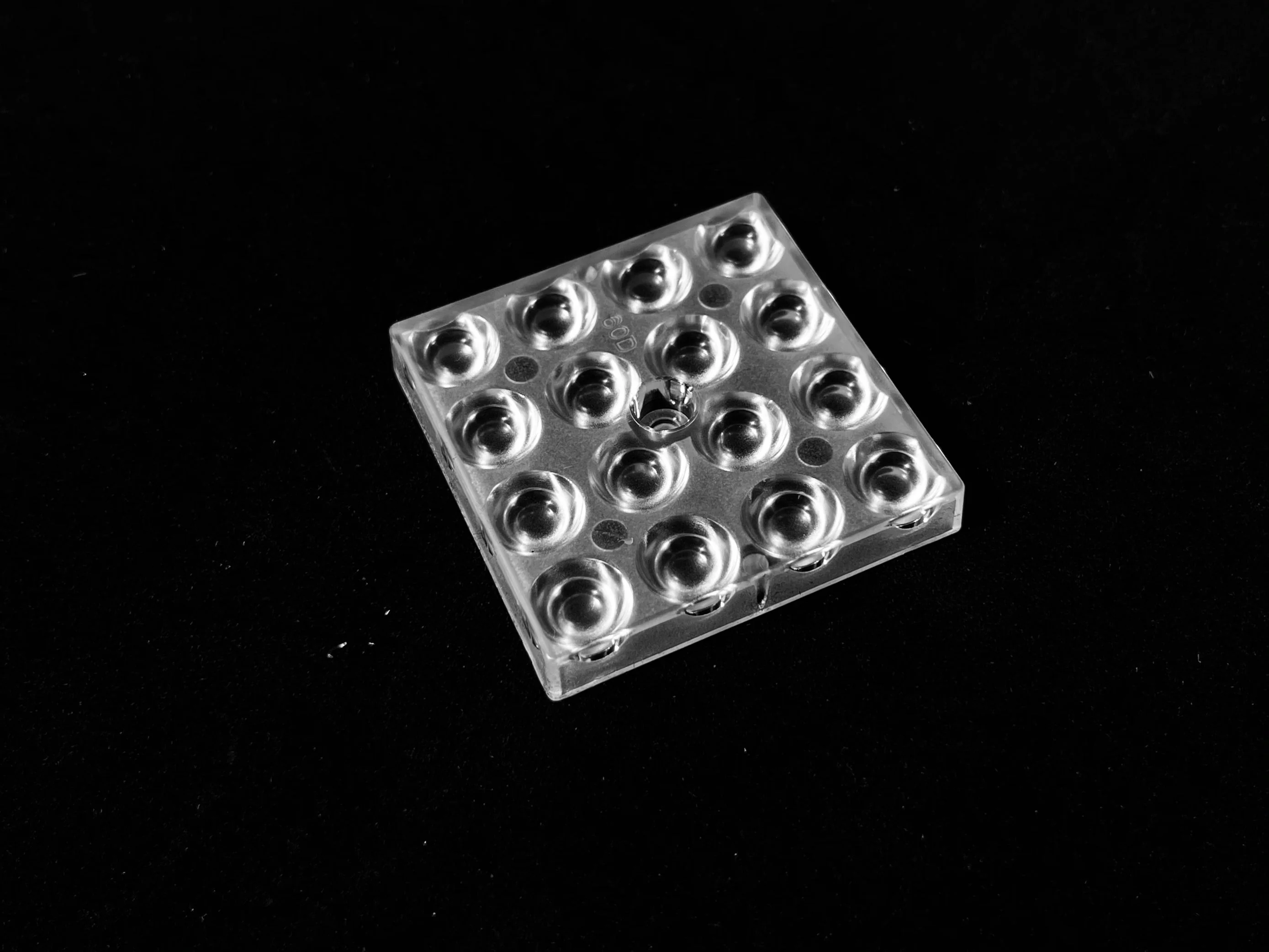 ALHB50D16LED60G - Групповая квадратная линза 4x4 на 16 светодиодов 3030 эфф=93%, ~60°,  50x50mm   H:7.8mm PC-1250Z