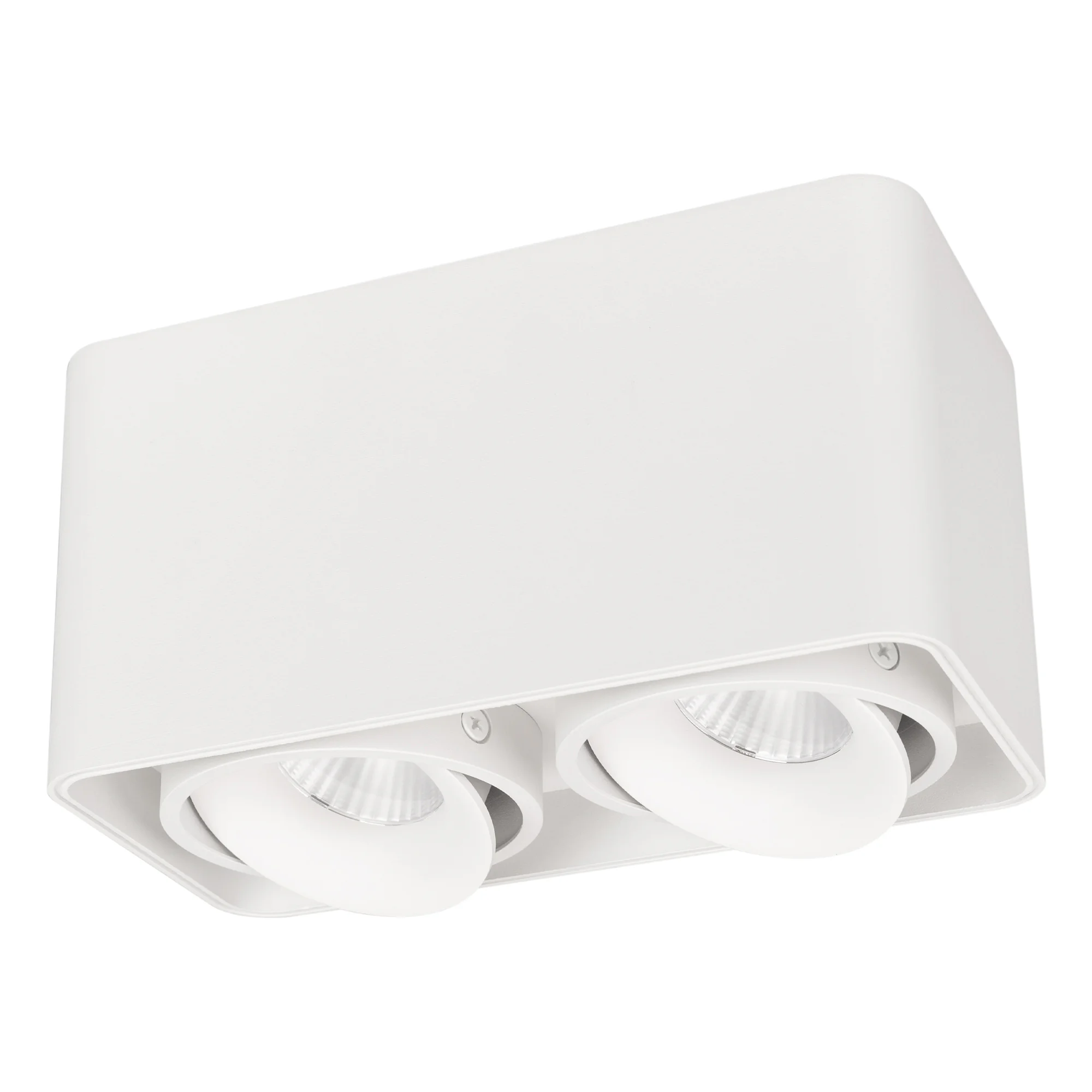 Светильник SP-CUBUS-S195x100-2x8W Warm3000 (WH, 45 deg, 230V) 036058 - Накладной интерьерный светильник. Мощность 16 Вт, св. поток 1490 лм, 98 лм/Вт, теплый 3000 K, CRI>90, угол 45°, регулируемое направление луча 30°, напряжение питания 230 В. Белый квадр
