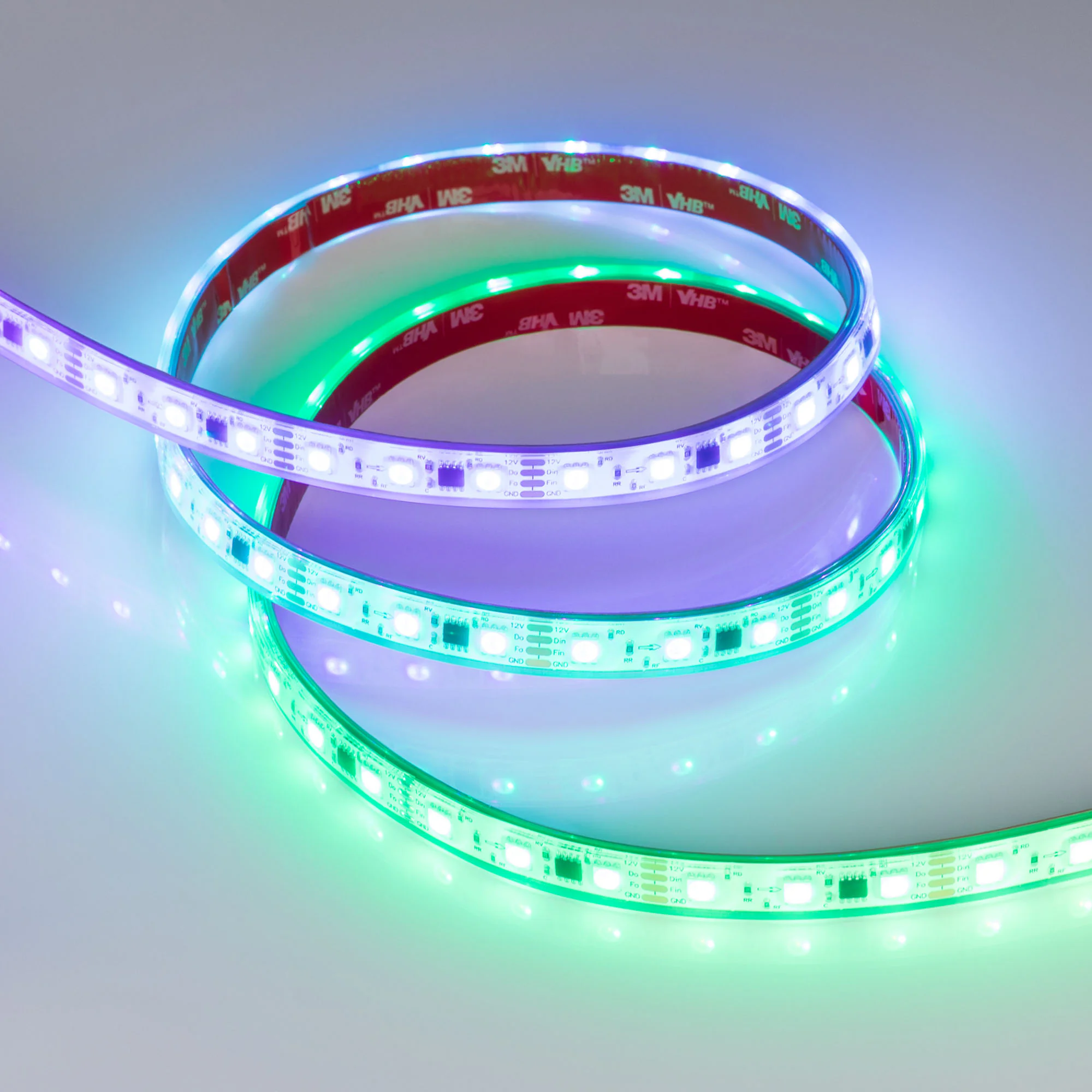 Лента герметичная SPI-PFS-B60-12mm 12V RGB-PX3-BPT (12 W/m, IP68, 5060, 5m) 039177 - Светодиодная лента SPI-B60, герметичная IP68 (PFS - полная силиконовая экструзия), с микросхемой MT16703. Светодиоды 5060, 60 шт/м (300 шт на 5 м), 1 pixel = 3 LED, белая