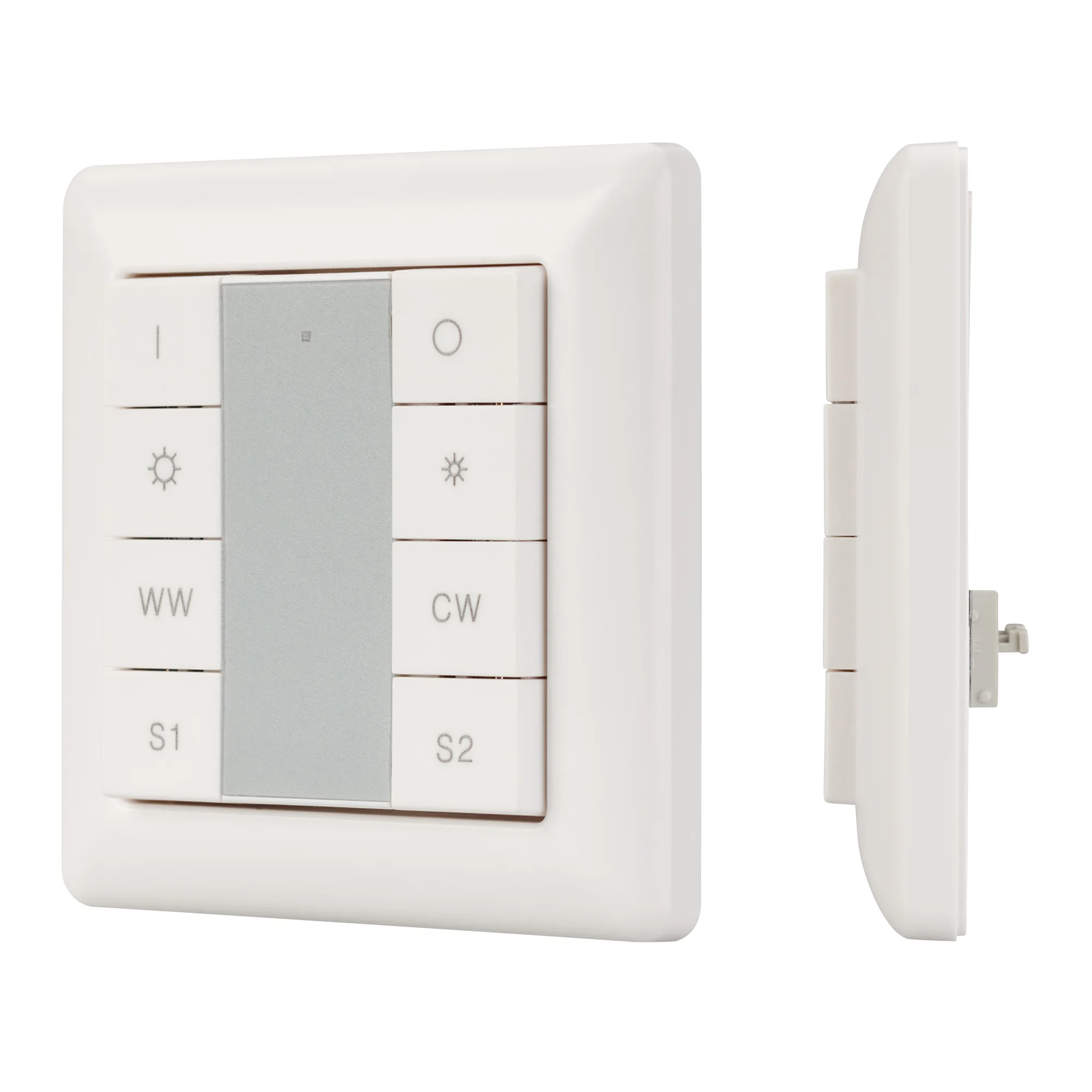INTELLIGENT ARLIGHT Панель DALI-223-1G-MIX-IN (BUS, DT8) 025507 - Встраиваемая кнопочная белая пластиковая панель для работы по протоколу DALI. Включение/выключение, диммирование и управления цветом свечения (MIX, CCT, HCL) 1 группы. Вызов и сохранение 2-