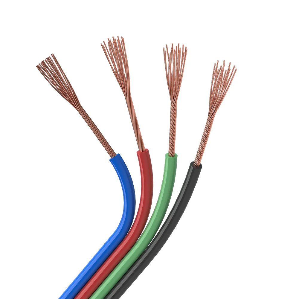 Шлейф питания ARL-20AWG-4Wire-CU 026353 - Шлейф для питания и управления мультицветными (RGB) светодиодными лентами. 4 проводника, калибр проводника 20AWG, сечение проводника 0.52 мм2, проводник из луженой меди, внешняя оболочка из ПВХ синего, красного, з