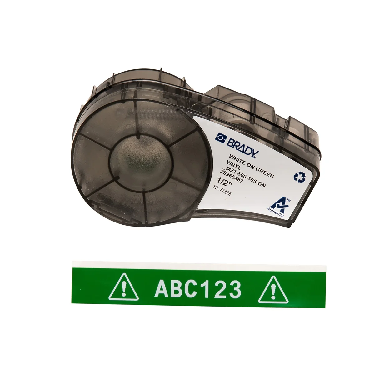 brd142805 - M21-500-595-GN лента 12.7 мм/6.4 м, винил, белый на зеленом
