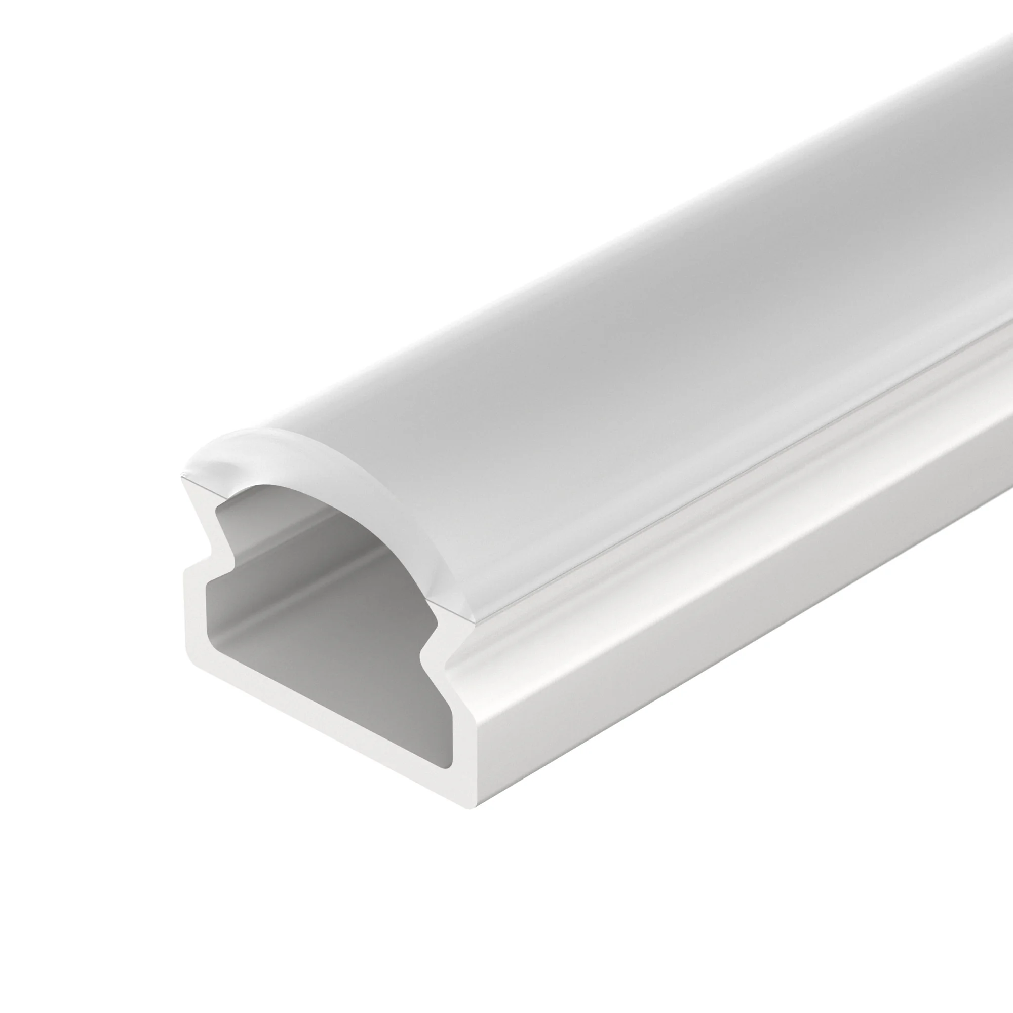 Профиль WPH-LINE-1210R-2000 OPAL 023303 - Цельнолитой пластиковый профиль со встроенным полукруглым матовым экраном. Материал - PC. Для лент и линеек шириной до 8 мм. Размер 2000*12,3*10,1 мм. Класс пылевлагозащиты – IP65 (при соблюдении технологии гермет