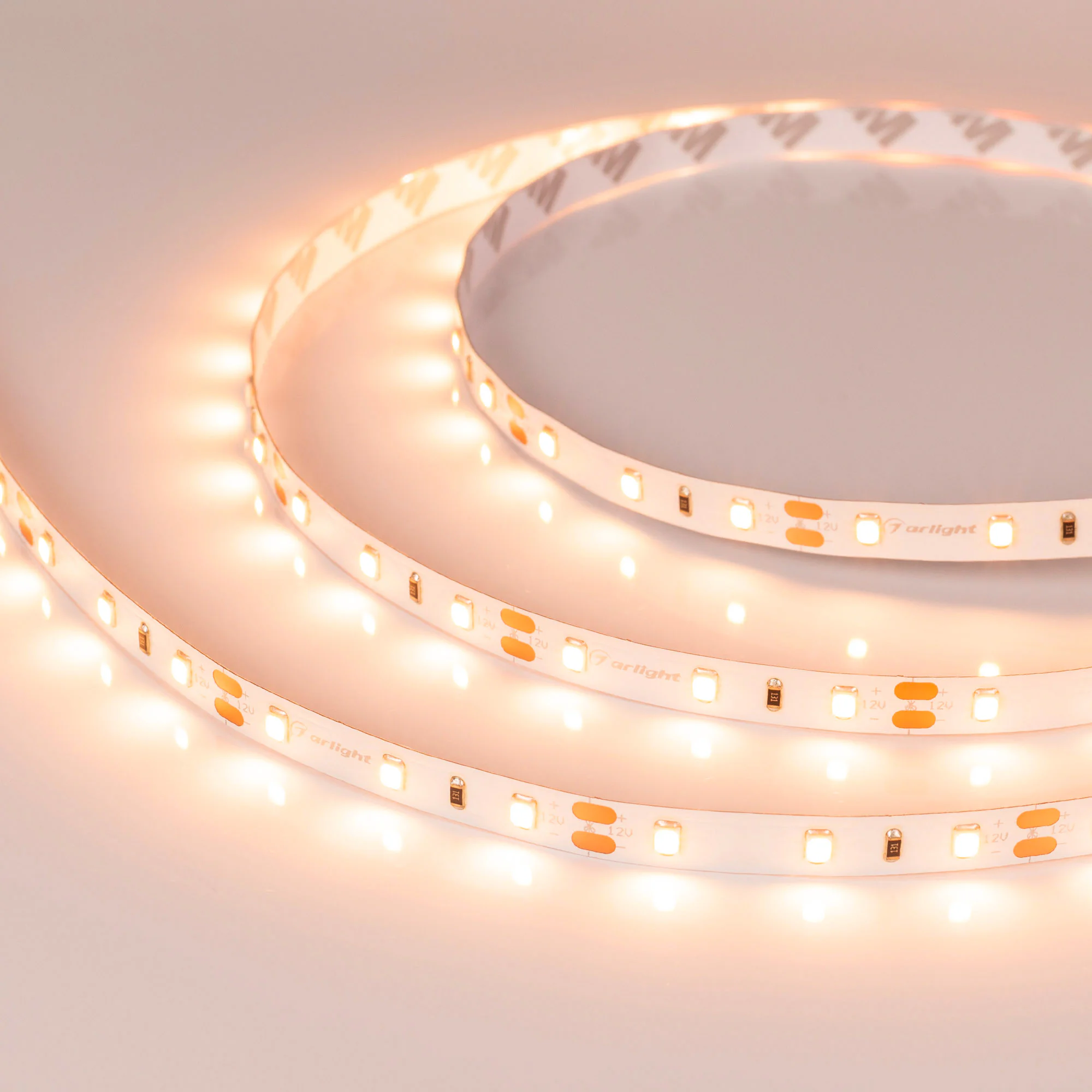 Лента RT-A60-8mm 12V Warm2400 (7.2 W/m, IP20, 2835, 5m) 018108(2) - Светодиодная лента RT-A60, открытая. Светодиоды 2835, 60 шт/м (300 шт на 5 м), белая плата, ширина 8 мм, скотч 3M. Цвет ТЁПЛЫЙ 2400 K, цветопередача CRI>85, угол 120°. Питание 12V, мощнос