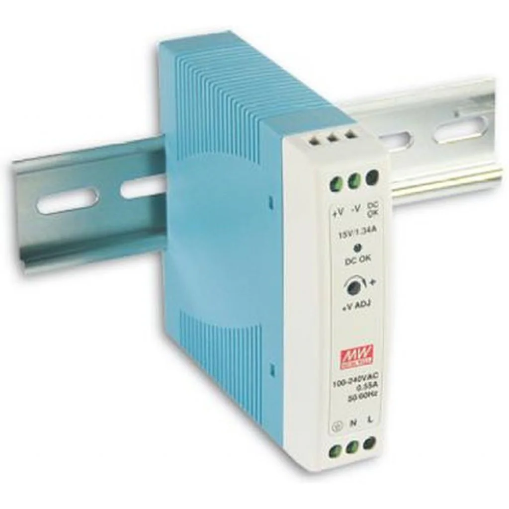 MDR-10-24 - Преобразователь AC-DC на DIN-рейку  10Вт, выход 24В/0,42A, вход 85…264V AC, 47…63Гц /120…370В DC, изоляция 3000В AC, в кожухе  22,5х90х100мм, -20…+70°С