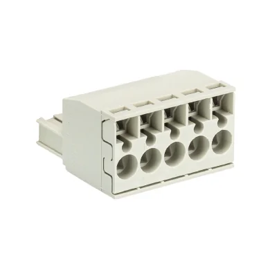 Розетка Wiecon 8113 BFK / 5  TOP - Розеточный разъем, угловой, на кабель, шаг 5 мм, 5 полюсов, номинальное сечение: 2,5 мм кв., пружинная фиксация провода, 400V, 12А, с маркировкой, цвет: серый, серия 8113 BFK