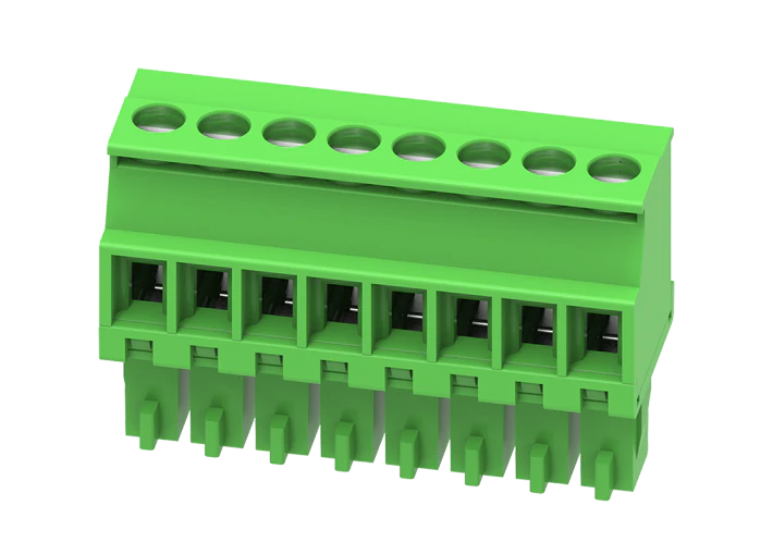 Розеточный разъем на кабель MC-RE3.5V03C-0001 - Розеточный разъем, угловой, на кабель, шаг: 3.5 мм, 3 полюса, фиксация провода винтовая, исполнение: стандартное, 160V, 8A, цвет: зеленый