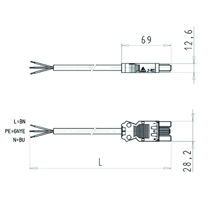 Соединитель GST18I3K1B- 15 5kVRT03 - Кабельная сборка, оконеченная розеточным разъемом GST18i3, и свободным концом, 3 полюса, длина кабеля: 1,5 метра, сечение жил кабеля: 3х1,5 мм.кв., номинальное напряжение: 250V, номинальный ток: 16А, цвет разъема: крас