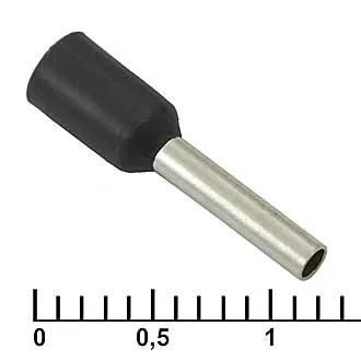 DN01008 BLACK (1.4X8MM) - Наконечник на кабель DN01008, черный, 1.4x8 мм