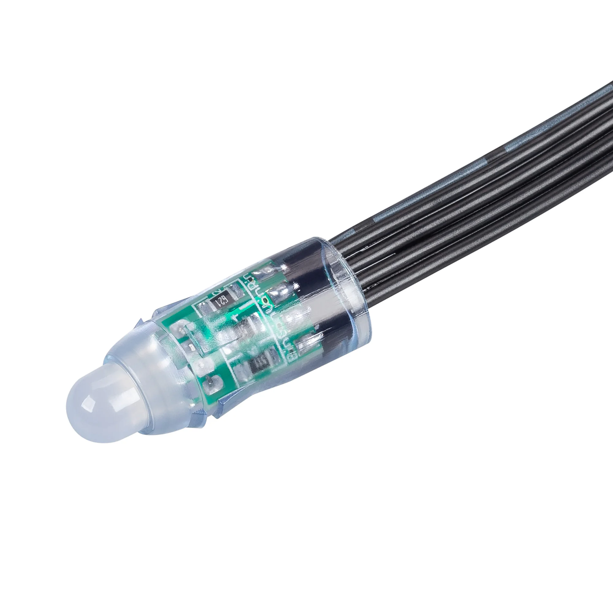 Модуль герметичный ARL-UVR-D12 12V RGB (0.3W, IP67, 90 deg) 043430 - Герметичный светодиодный модуль IP67, цвет свечения RGB, напряжение 12 В, мощность 0.3 Вт, 1 светодиод DIP 8 мм, угол 90°. 50 шт на проводе, расстояние между модулями 100 мм. Уровень гер