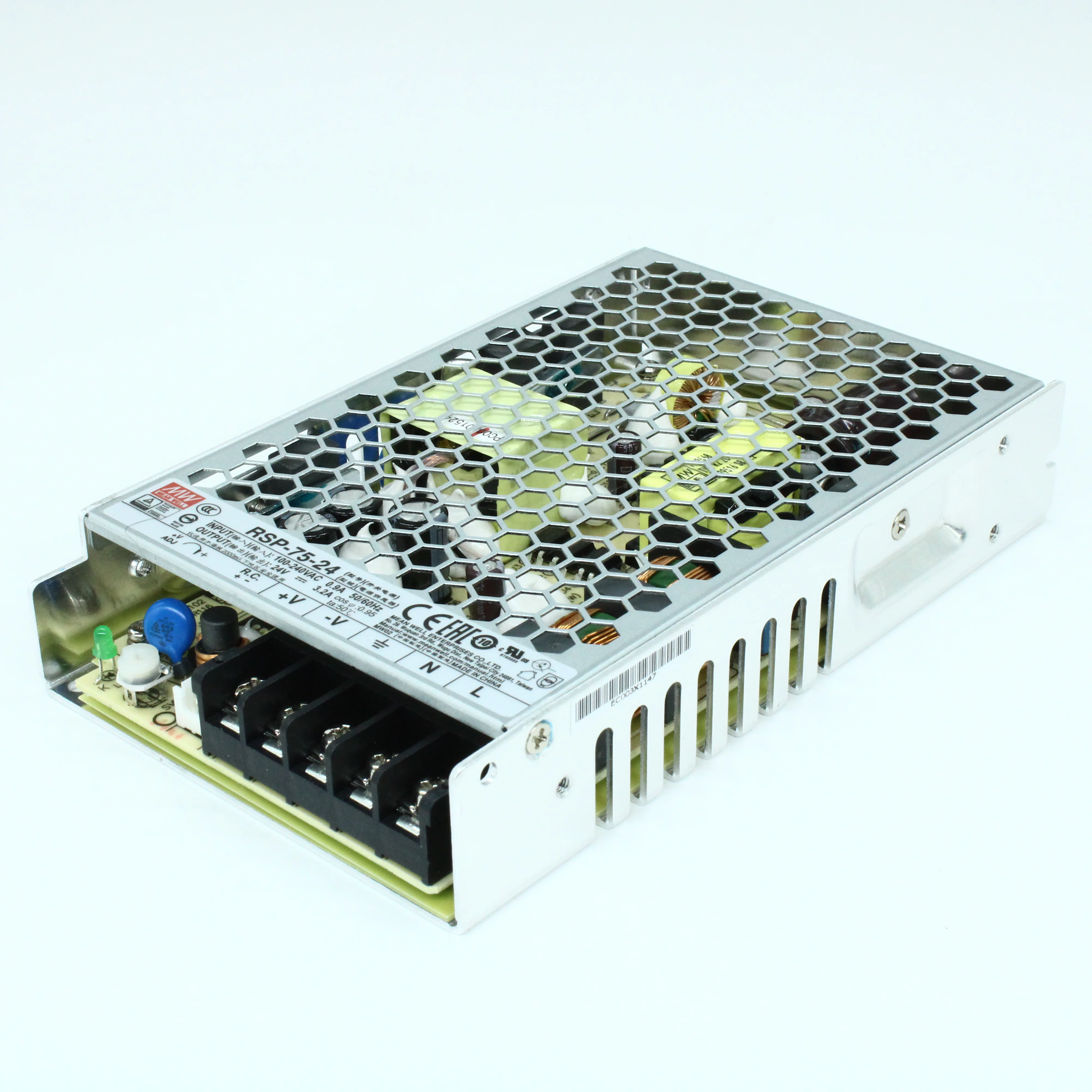 RSP-75-24 - AC-DC, 76.8Вт, ККМ, вход 85…264V AC, 47…63Гц /120…370В DC, выход 24В/3.2A, рег. вых 22.8…26.4В, изоляция 3000В AC, в корпусе 159х97х30мм, -25…+70°С