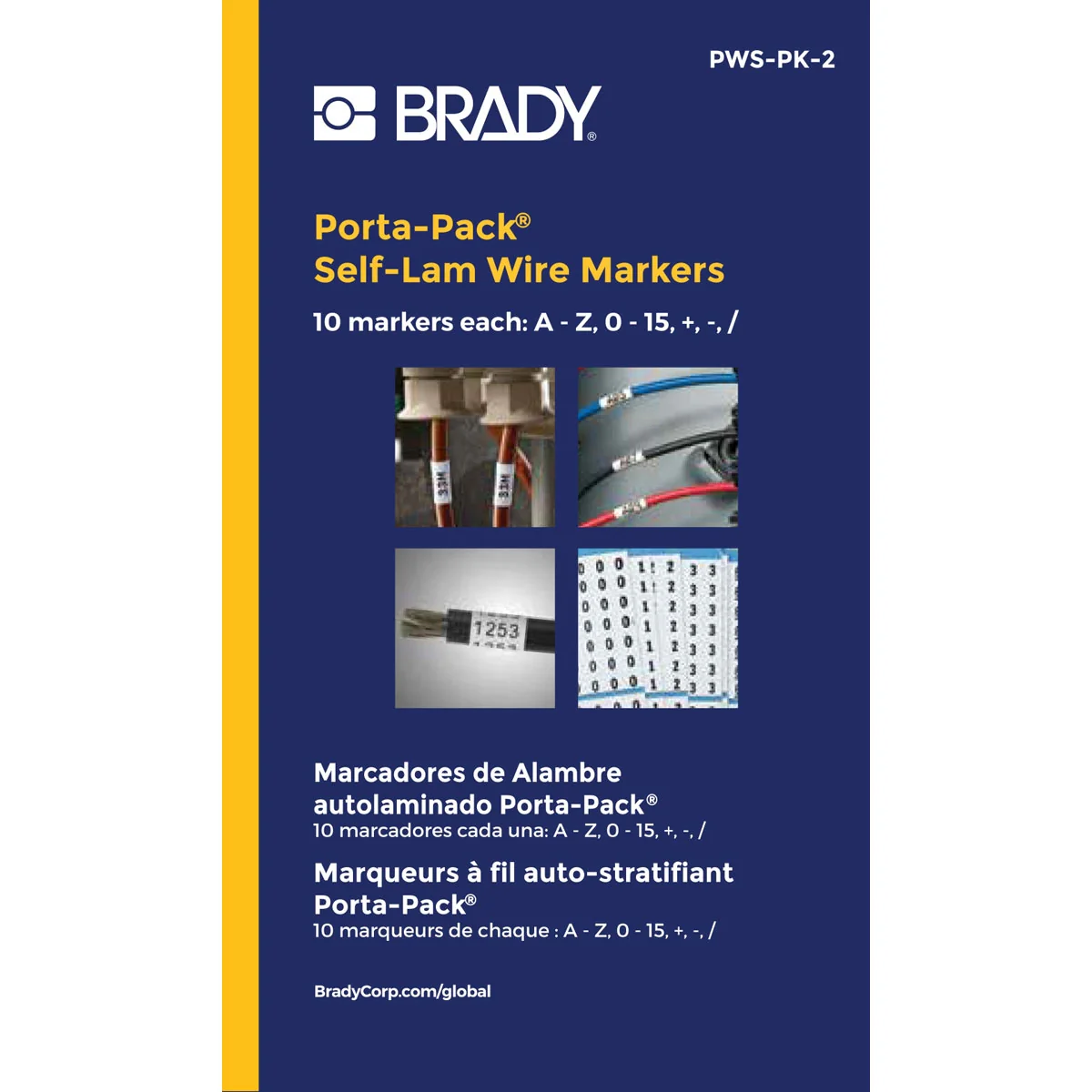 brd35552 - PWS-PK-2 кабельные маркеры, материал-самоламинирующийся винил В-292, цвет-белый, размер 38,1ммх12,7мм, 450 шт/упак., легенда A-Z,0-15,+,-,/