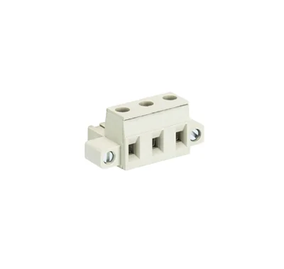 Розетка Wiecon 8313 B / 3 F OB - Розеточный разъем, угловой, на кабель, с монтажными фланцами, шаг 7,50 мм, 3 полюса, номинальное сечение: 2,5 мм кв., винтовая фиксация провода, 690V, 12А, без маркировки, цвет: серый, серия 8313 F OB