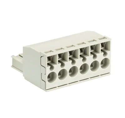Розетка Wiecon 8213 BFK / 6 TOP K OB - Розеточный разъем, угловой, на кабель, шаг 5,08 мм, 6 полюсов, номинальное сечение: 2,5 мм кв., пружинная фиксация провода, 400V, 12А, без маркировки, цвет: серый, серия 8213 BFK