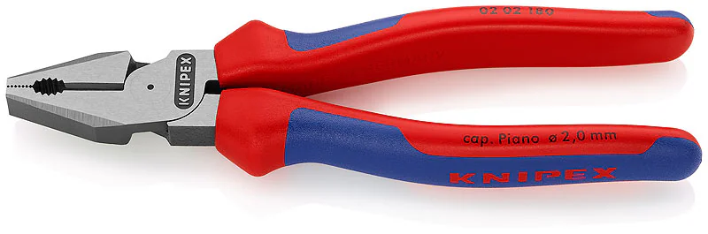 Силовые пассатижи KN-0202180SB - Плоскогубцы комбинированные особой мощности с режущими кромками с многокомпонентными рукоятками, длина 180мм