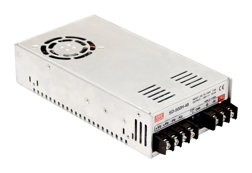 SD-500H-12 - DC-DC, 480Вт, Uвх=72…144В, Uвых=12В/40А, изоляция 2000В DC, рег.вых 11…15В, в кожухе 215х115х50мм, -20°С…+60°С