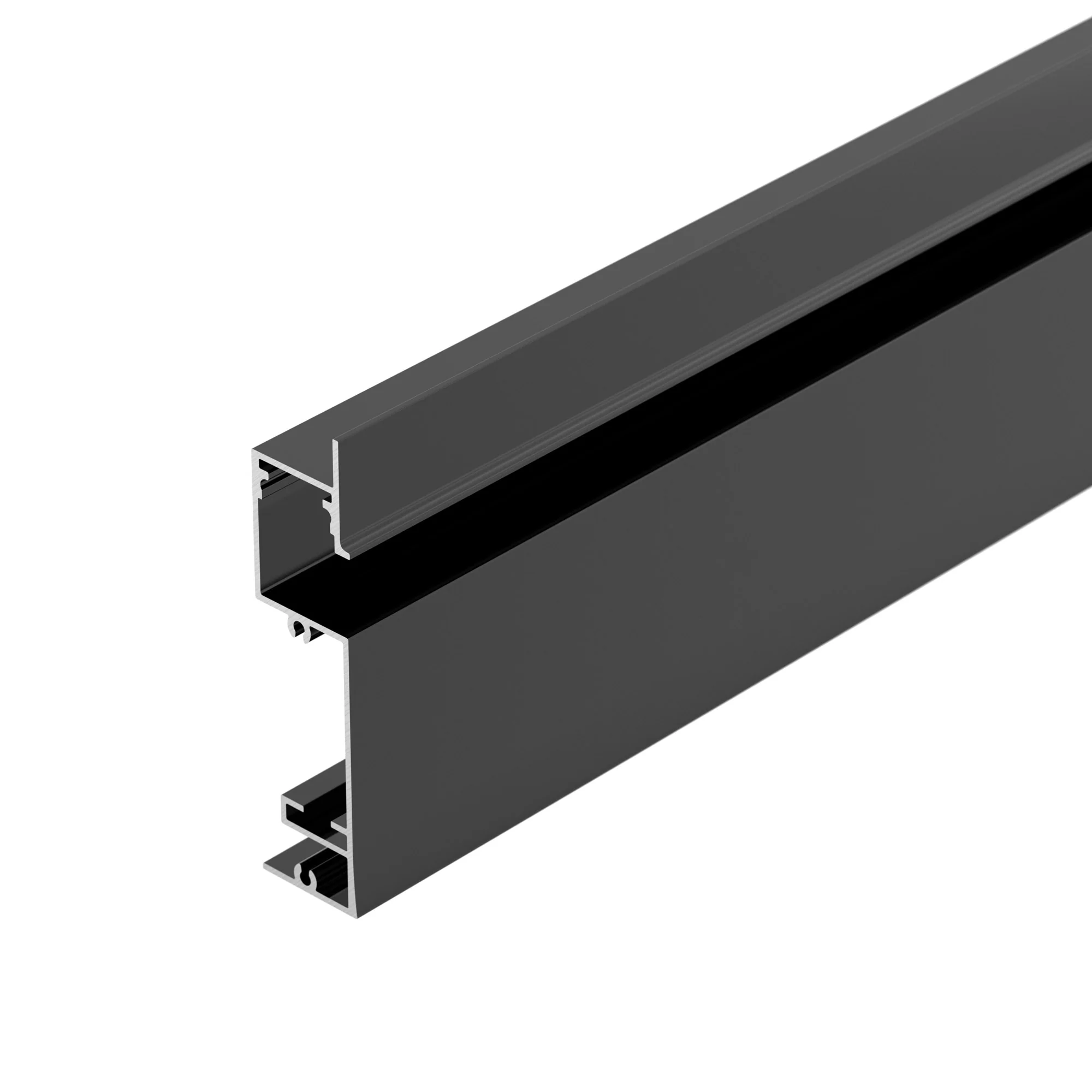Профиль PLINTUS-H73-F-2000 BLACK 043480 - Алюминиевый профиль-плинтус для светодиодных лент и линеек. Цвет - черный RAL9005 (порошковая окраска). Габаритные размеры (LхWхH): 2000x17,6x72,1 мм. Ширина площадки для ленты 12 мм. Аксессуары приобретаются отде