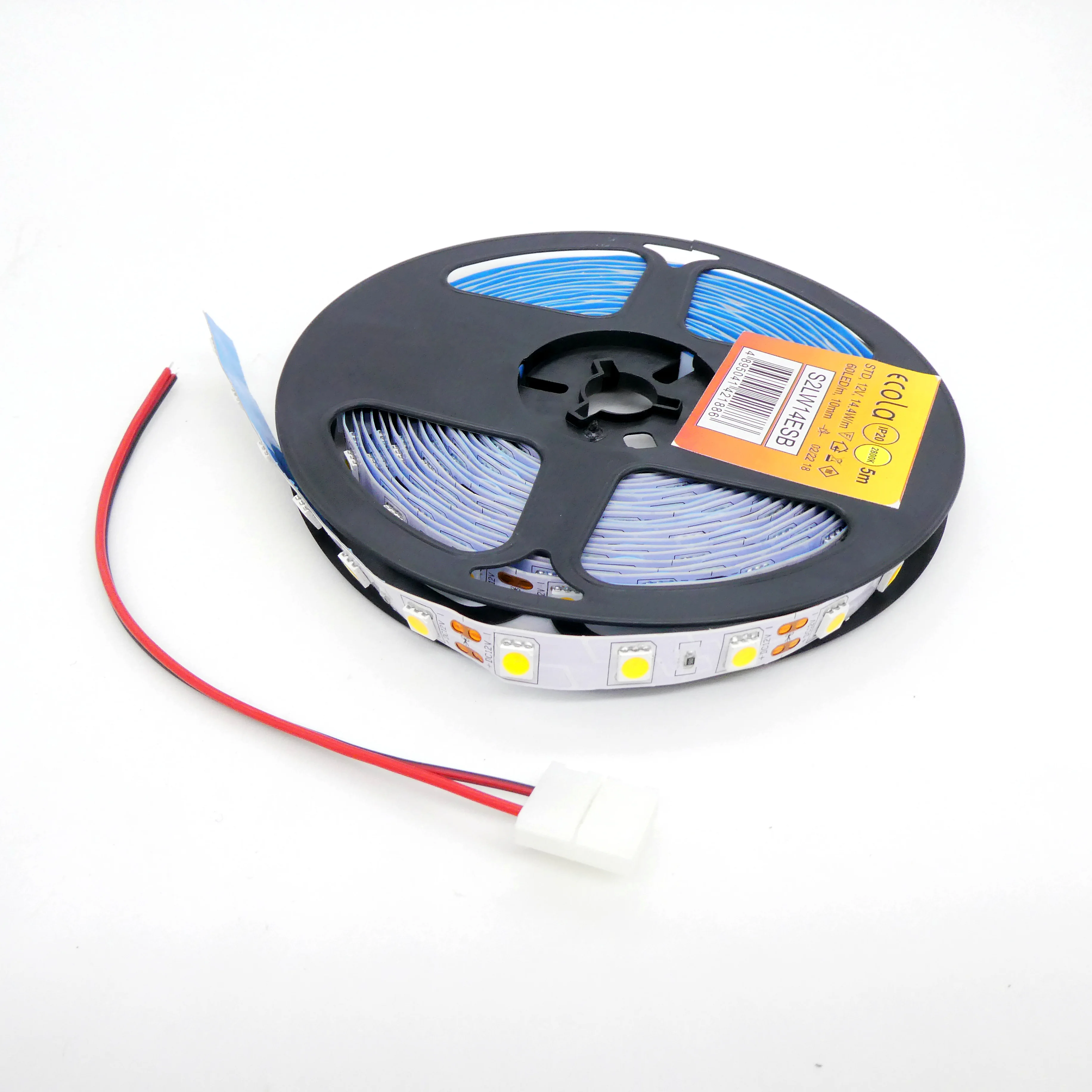 LED-лента 5050 WW/ 60 чипов /5м /12V - самоклеящаяся / белая тёплая / 60 чип диодов 5050 на метр / потребляемая мощность 14,4 Вт/м / 840 Лм/м / 2800k / 10мм