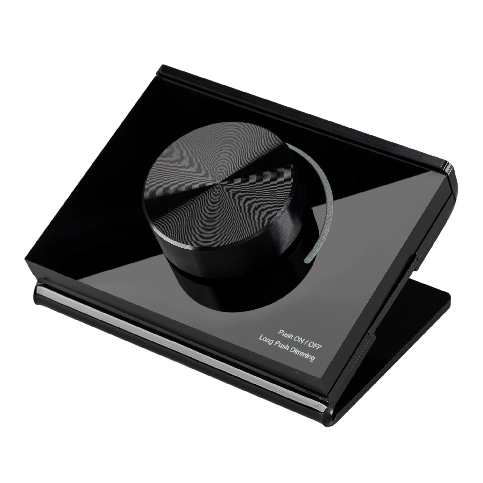 Панель Rotary SMART-P100-DIM Black (3V, 2.4G) 029921 - Настольная роторная стеклянная панель 2.4 ГГц, цвет чёрный. Для управления одноцветными источниками света (ШИМ). Управление яркостью с помощью роторного регулятора. Питание/рабочее напряжение 3VDC от 