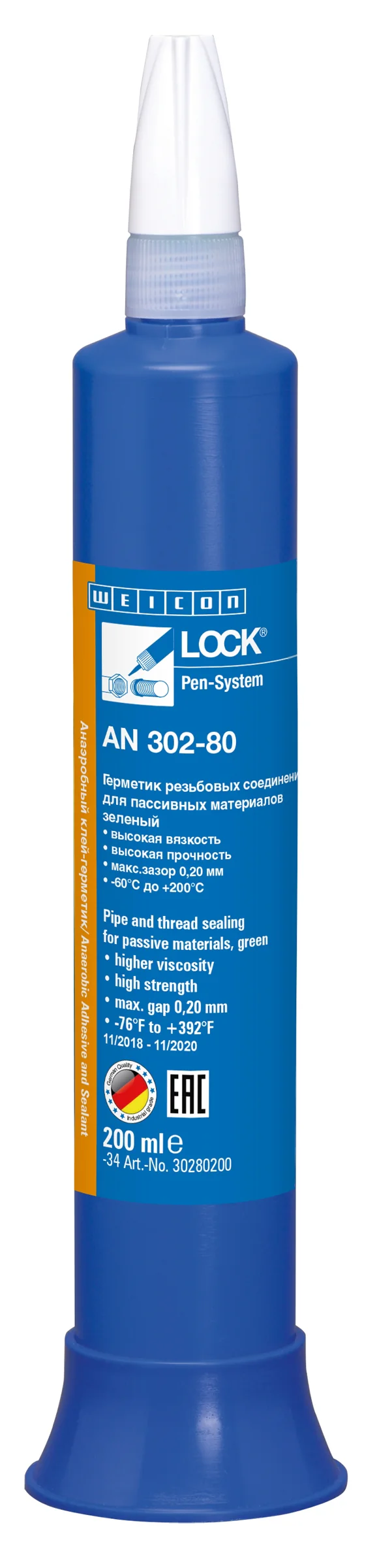 wcn30280200 - 10019991 WEICONLOCK AN 302-80 Герметизация резьбовых соединений труб и фитинга (200 мл) высокая сила фиксации