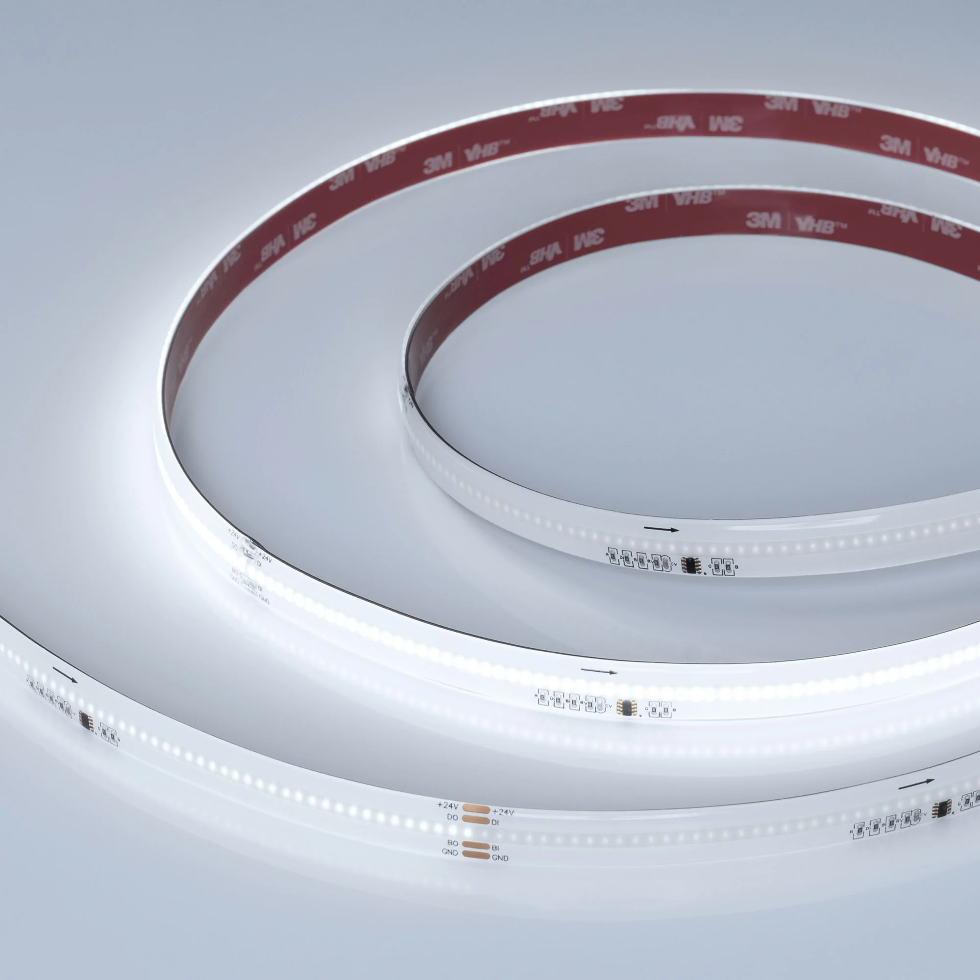 Лента герметичная SPI-COB-SE-X378-12mm 24V White6000-PX63-BPT (7 W/m, IP65, 5m) 041738 - Светодиодная лента SPI-X378, герметичная IP65 (SE - силиконовое покрытие), микросхема WS2818B. Светодиоды CSP 378 шт/м (1890шт на 5м), 1 pixel = 63 LED, белая плата, 