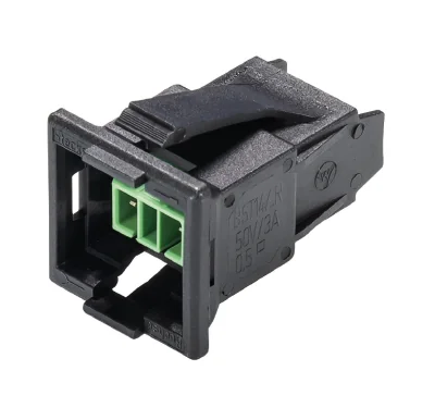 Разъем GESIS BST14i2F B1 R S GN01 - Розеточный разъем в панель, 2 полюса, пружинная фиксация, SELV, KNX, номинальное напряжение: 50V, номинальный ток: 3A, цвет корпуса: черный, цвет контактной вставки: зеленый, серия gesis BST14i2
