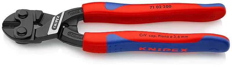 Болторез KN-7102200 - Компактный болторез CoBolt® с улучшенной режущей способностью, прецизионные режущие кромки для мягкой и твердой проволоки, а также рояльной струны, длина 200мм, двухкомпонентные рукоятки