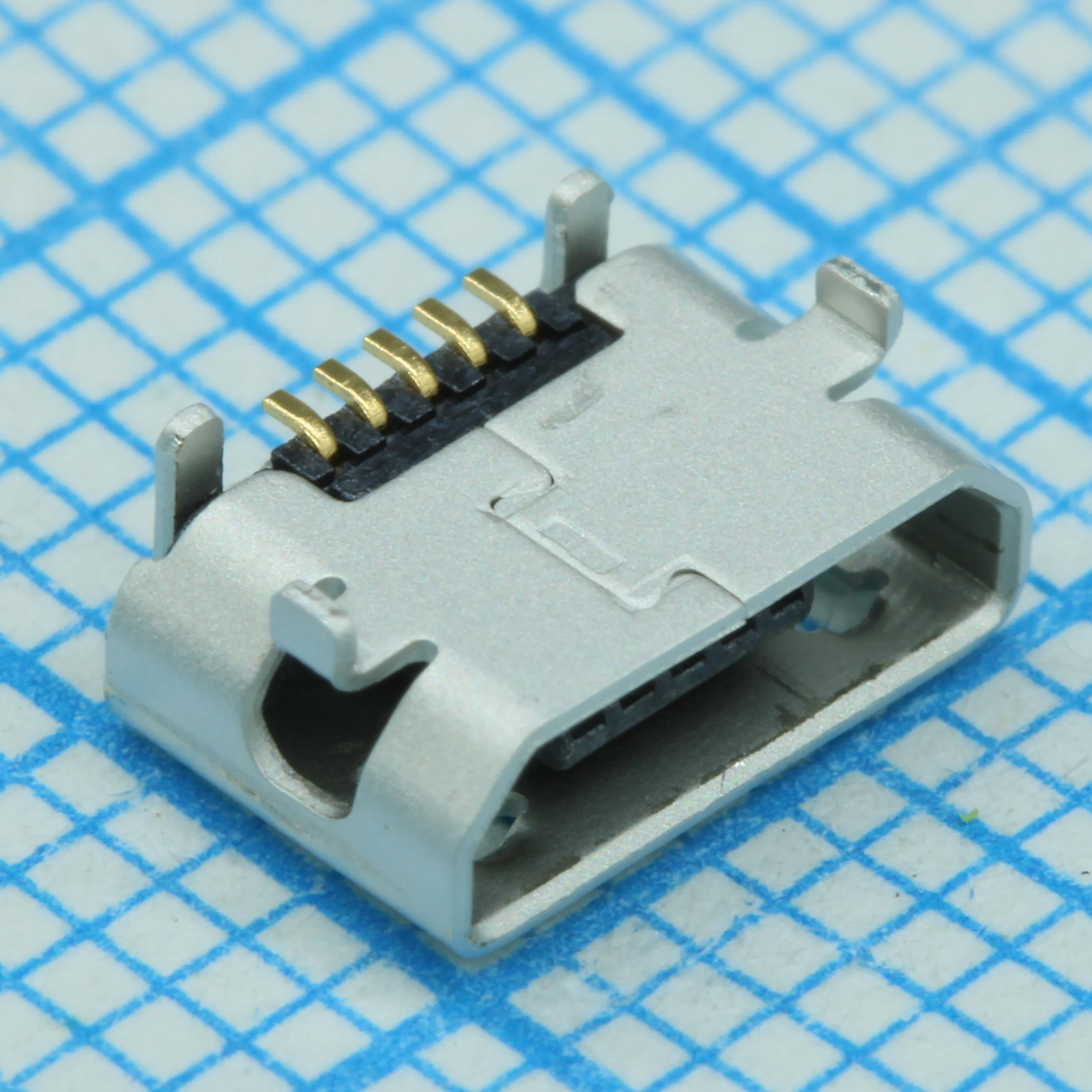1050171001 - Разъем Micro USB тип B, USB 2.0,  5 контактов шаг 0.65мм угловой SMD 5 терминалов 1 порт лента на катушке