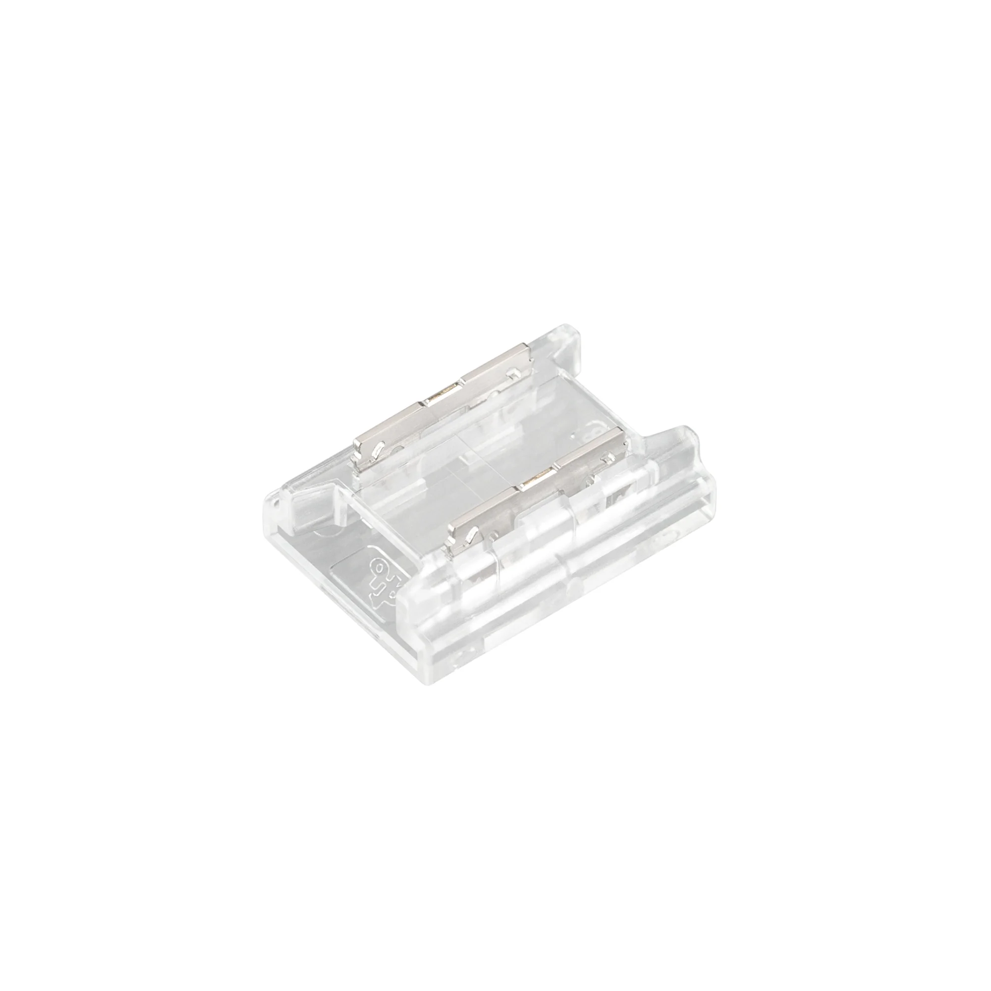 Соединитель COB-MONO-8-2pin-STS 039314 - Одиночный коннектор для соединения 2-х отрезков открытых светодиодных одноцветных лент шириной 8 мм, в том числе лент COB. Материал - прозрачный пластик. Обеспечивает соединение без видимых разрывов. Максимальный д