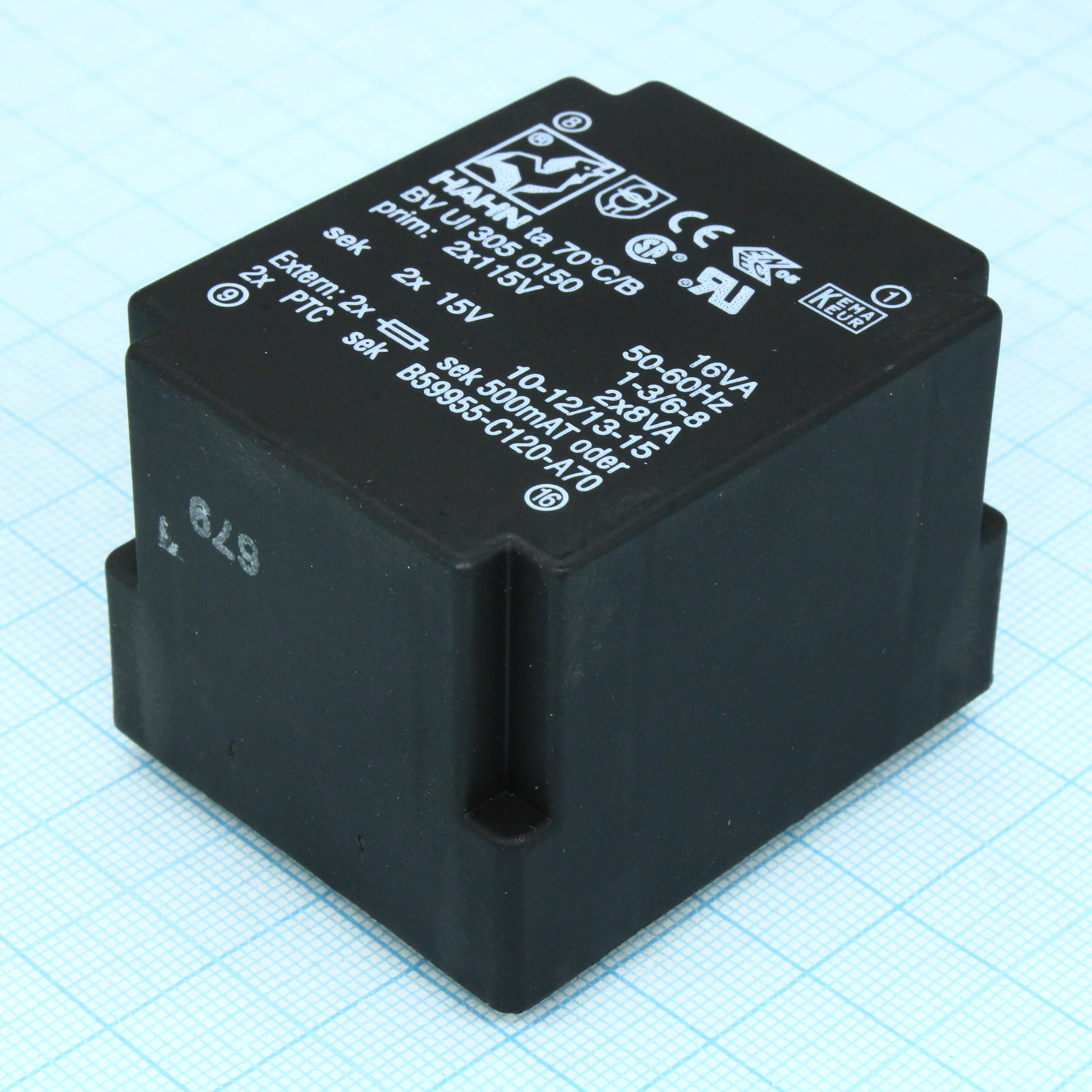 BV UI 305 0150 - Трансформатор питания 16ВА 2x115В, 2x15В, 2x533мА 70/B