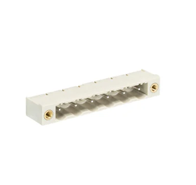 Вилка Wiecon 8413 S / 6 GF OB - Вилочный разъем, вертикальный, на плату, с монтажными фланцами, шаг 7,62 мм, 6 полюсов, фиксация на плате пайкой, 690V, 12А, без маркировки, цвет: серый, серия 8413 S GF