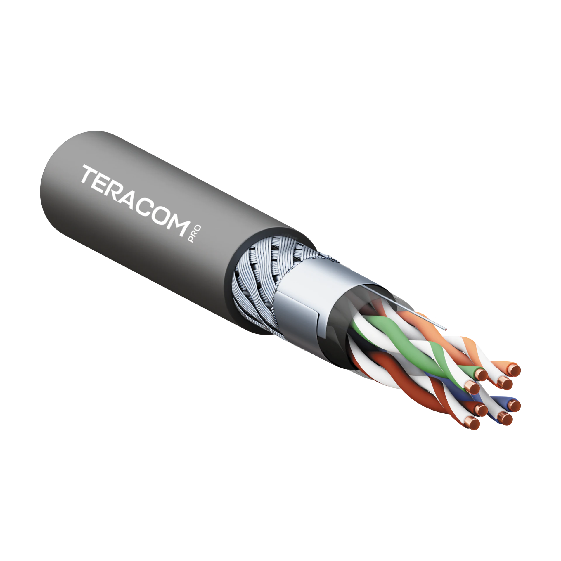Кабель витая пара TERACOM PRO Cat.5E SF/UTP для промышленного Ethernet проводник 4 пары 19x0,1мм 26AWG оболочка полиуретан -40-C - +80-C цвет черный (упак. 305м) TRP-5ESFU-04PU-BK-OIE3