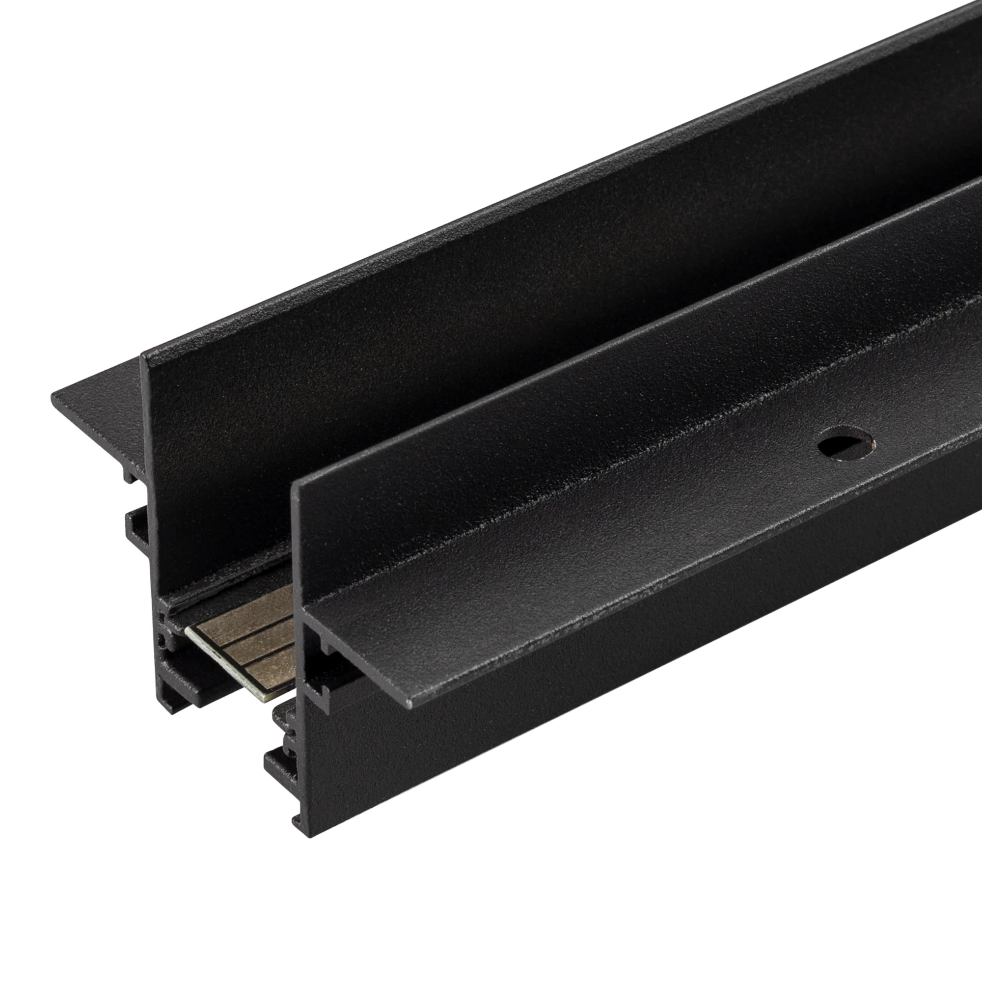 Трек встраиваемый MAG-TRACK-2538-FDW-3000 (BK) 033459 - Встраиваемый магнитный трек с фланцем для монтажа в гипсокартонный потолок, длина 3000 мм. DC24V. Материал алюминий, цвет черный. Две заглушки в комплекте. Размер ДxШxВ: 3000x55x38 мм. Размер (с учет