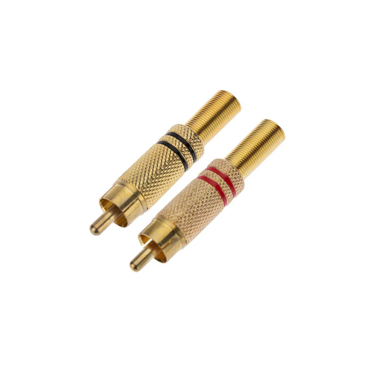 Разъем штекер RCA металл пайка чёрный/красный, GOLD 14-0405-1 - Цена за 1шт
