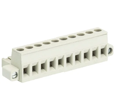 Розетка Wiecon 8113 B / 10 F - Розеточный разъем, прямой, на кабель, с монтажными фланцами, шаг 5,00 мм, 10 полюсов, номинальное сечение: 2,5 мм кв., винтовая фиксация провода, 400V, 12А, с маркировкой, цвет: серый, серия 8113 F