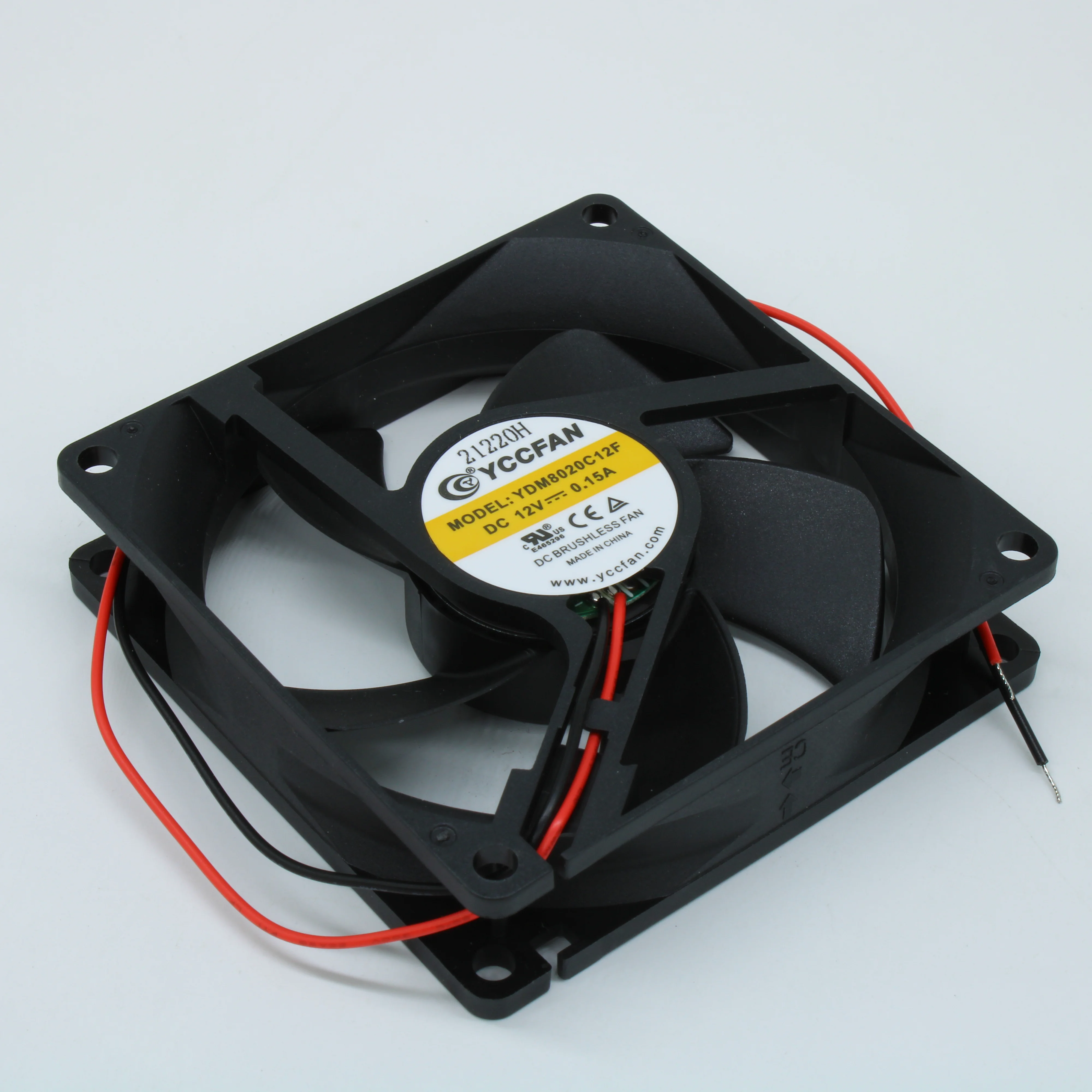 YDM8020C12F - Вентилятор 12В 80х80x20 C, 1.56Вт, 3500 об/мин, 58м3/час, 33.9дБ, подшипник скольжения CycleSeal, тип вывода - провод