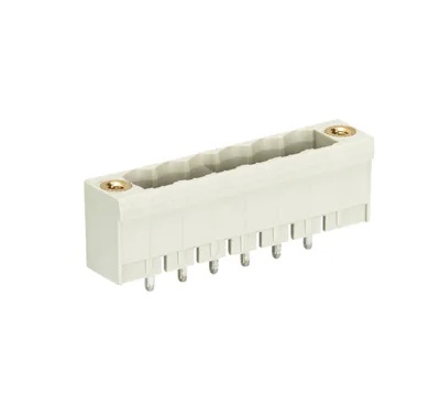 Вилка Wiecon 8113 S / 6 GF OB - Вилочный разъем, вертикальный, на плату, с монтажными фланцами, шаг 5,00 мм, 6 полюсов, фиксация на плате пайкой, 300V, 12А, без маркировки, цвет: серый, серия 8113 SE G