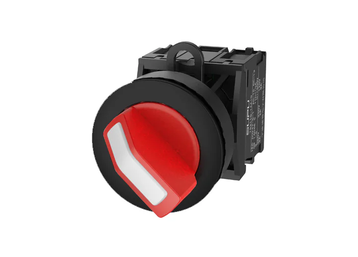 Селекторный переключатель(красный)TS2530-1AE10-R10 - Переключатель, короткая ручка, 3-х позиционный, пружинный самовозврат из правого положения, без подсветки, утопленное пластиковое переднее кольцо, с плавным нажатием, с контактной группой 1NO, диаметр г