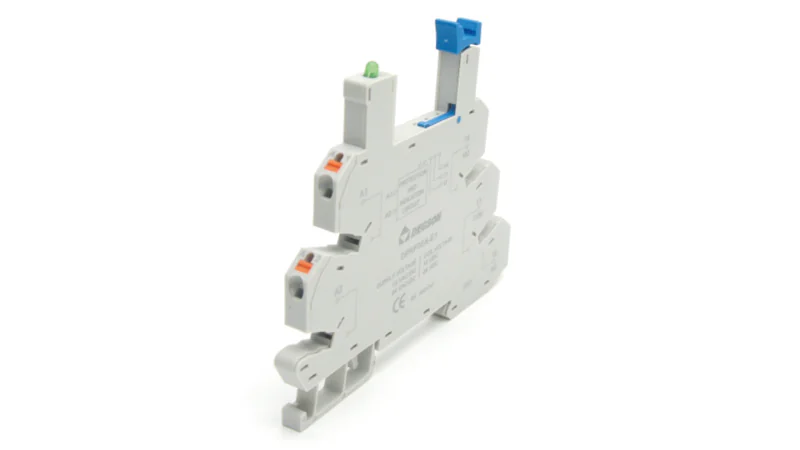 Колодка для реле DPRF05A-E1 - Колодка для реле DRPS-1C-D12/D24, 6A, 300V, фиксация провода: зажимная клетка, с защитой от прикосновения, пластик, цвет: серый, монтаж на DIN рейку