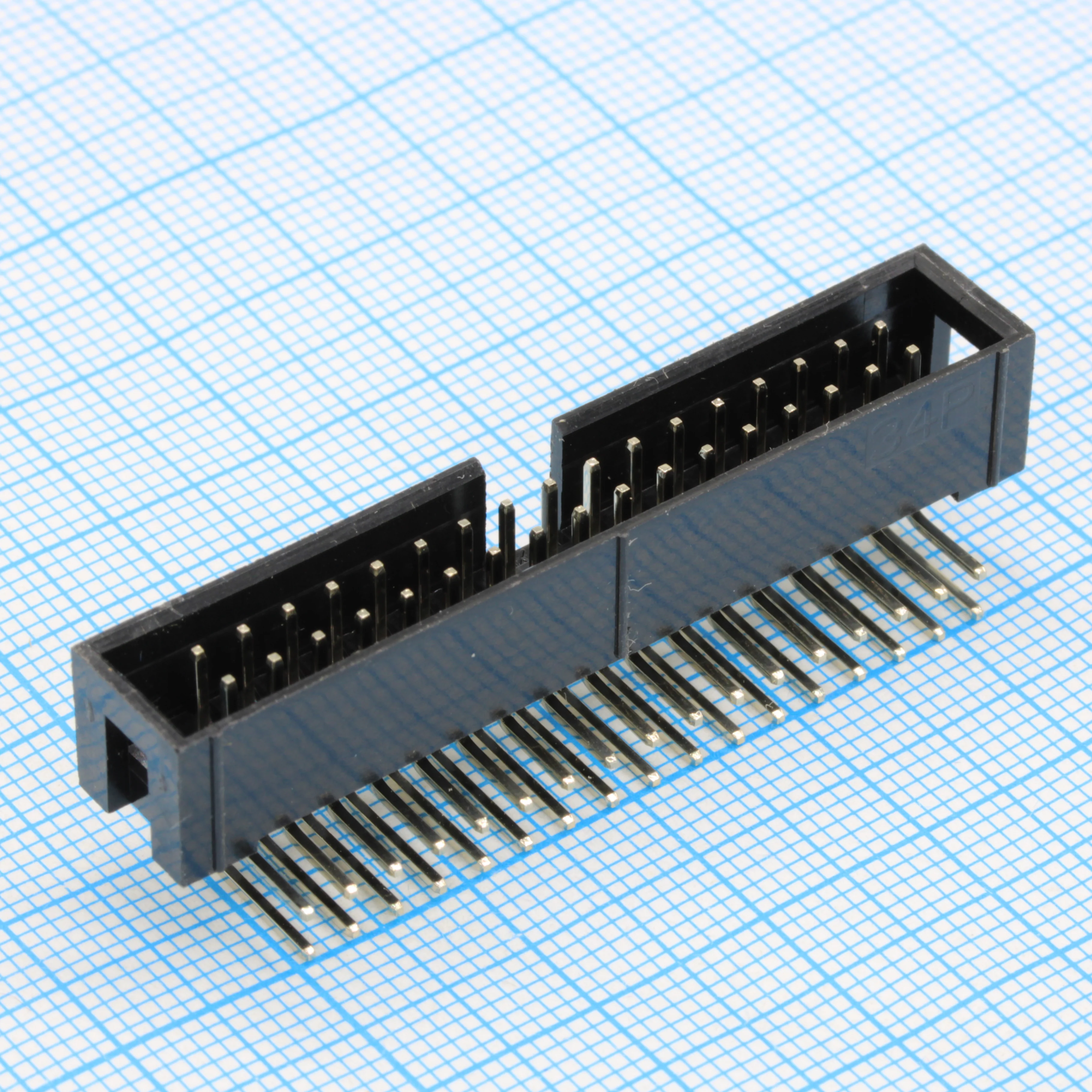 DS1013-34RSIB-B-0 - IDC разъем, вилка на плату угловая 2х17 контактов шаг 2.54мм